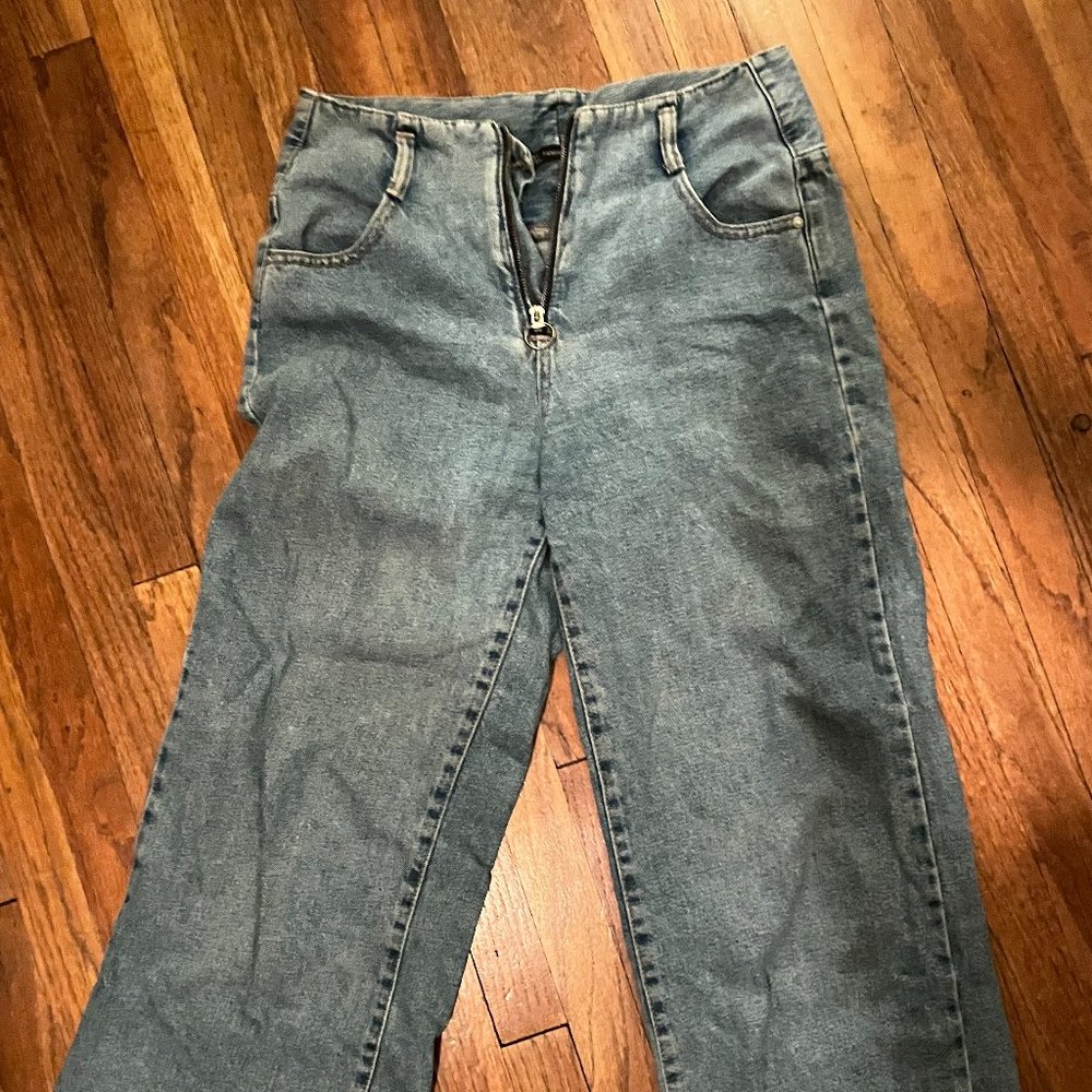 High Waisted Zara Light Blue Flared Jeans